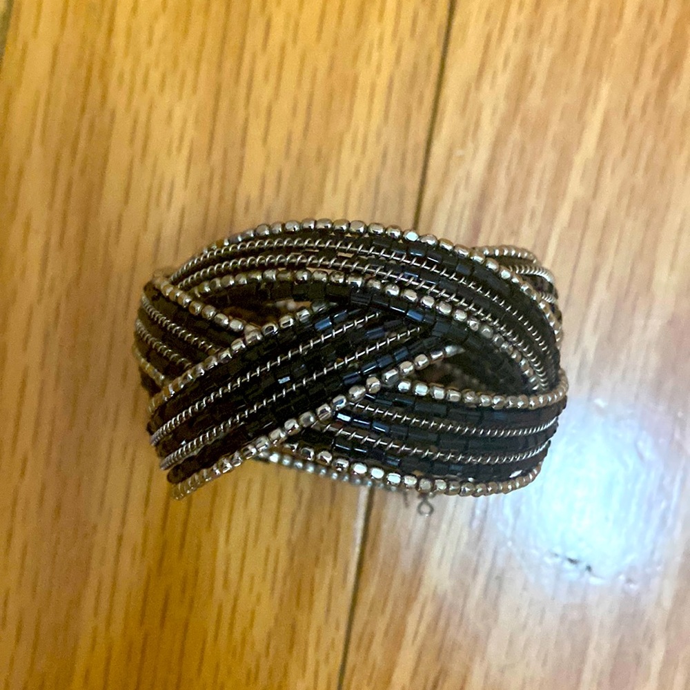Black and White Sequin Cuff Bracelet